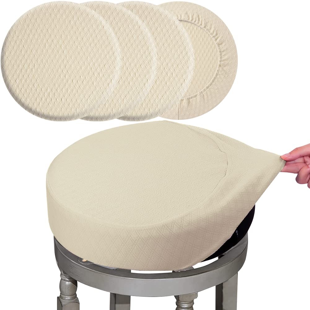 4 Pcs Bar Stool Covers, Luxury Fabric Dia.16-18" Round Stretchy Crease-Resist...