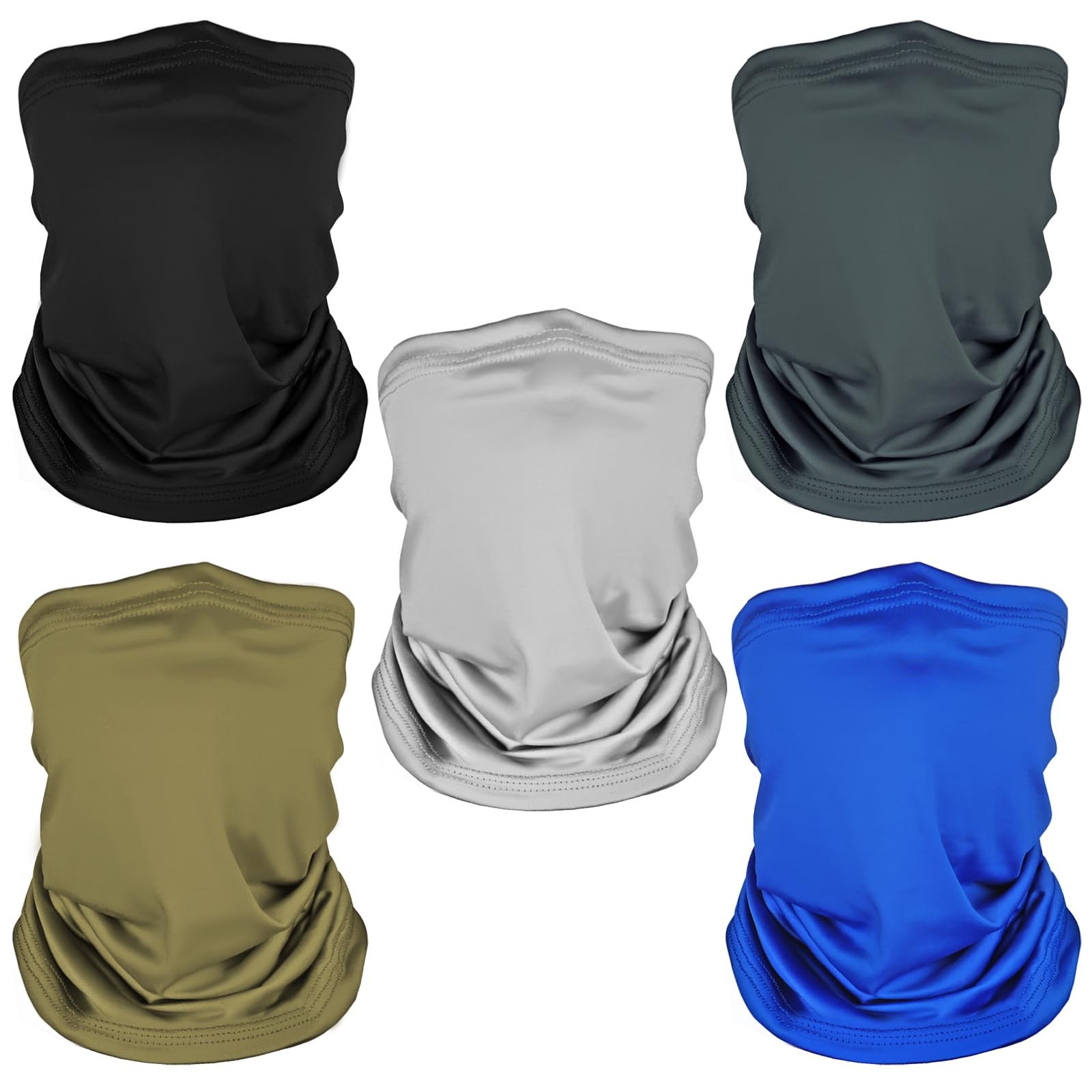 5 Pack Neck Gaiter, UV Protection Cooling Face Mask Gator Bandana Outdoor