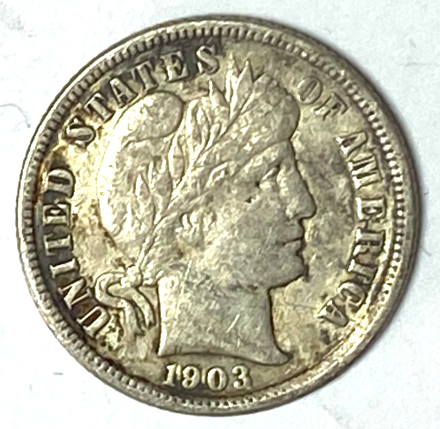 1903 O 10c Barber Silver Ten Cents Dime US New Orleans