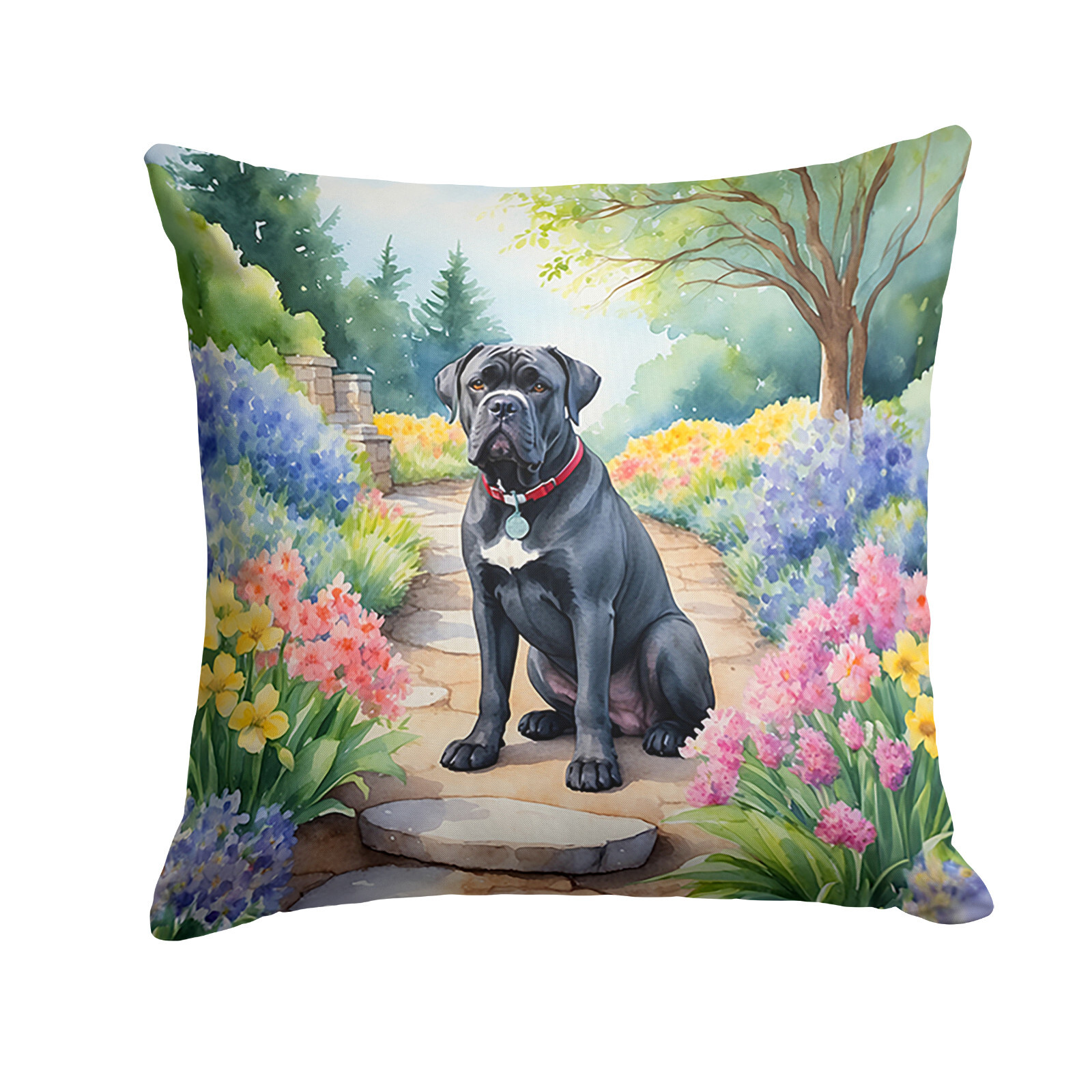 Cane Corso Spring Garden Path Throw Pillow