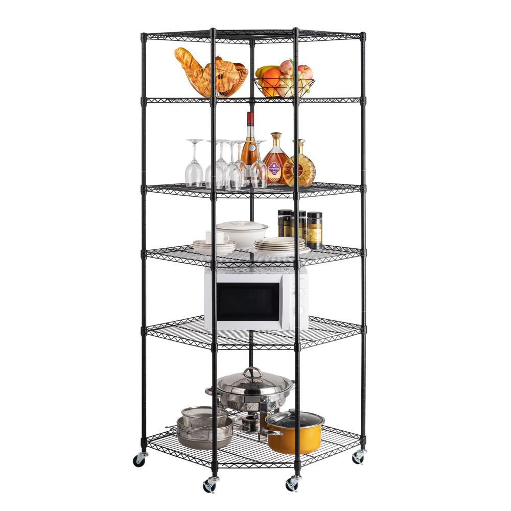 6 Tiers Wire Shelving Rack Corner Storage Organizer Adjustable Display Shelf US