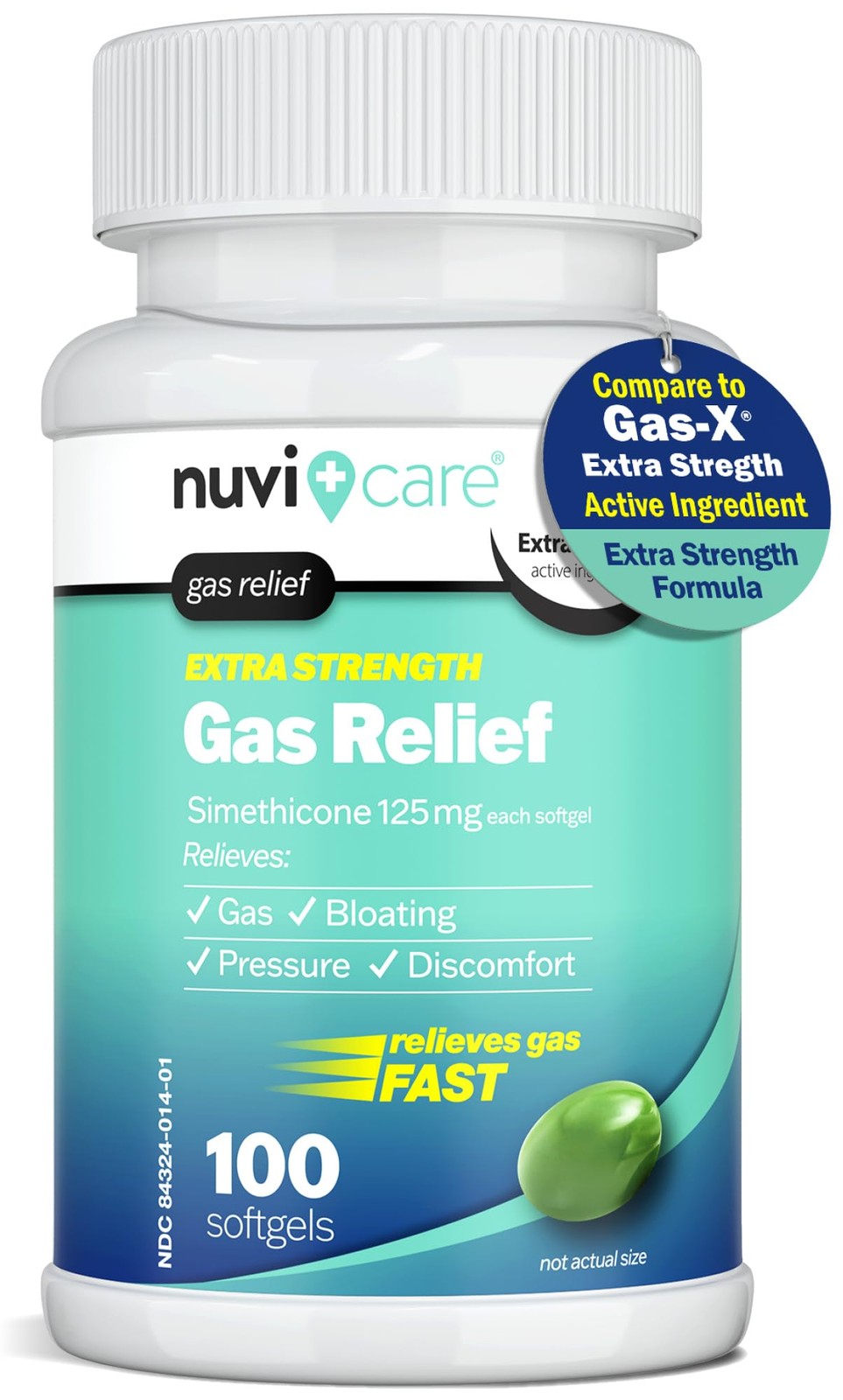 Extra Strength Gas Relief - Simethicone 125mg Softgels - Fast Anti Gas Bloati...