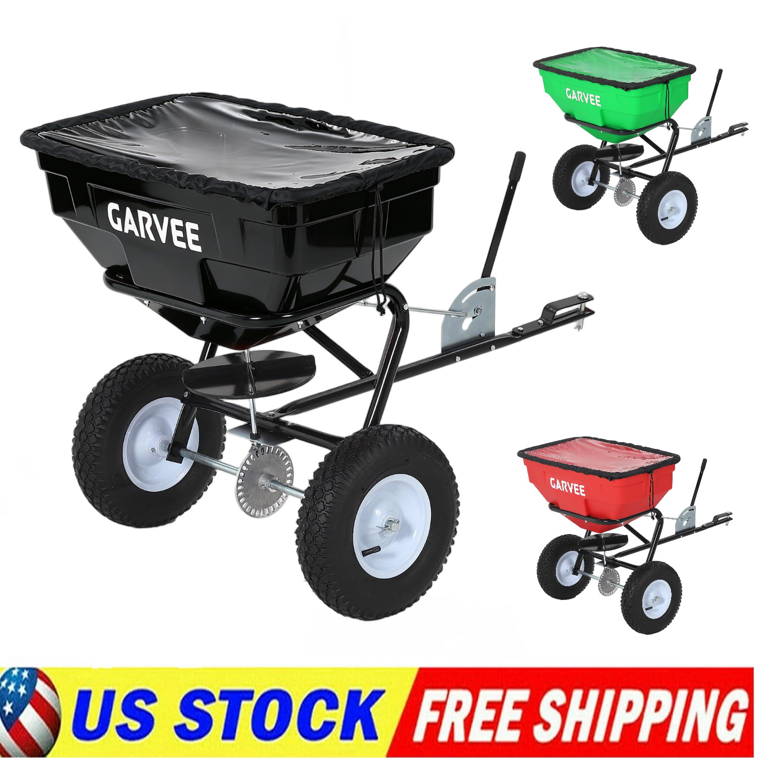 Tow Behind Broadcast Spreader, 130 LBS Capacity, ATV Tow/Push Garden Spreader
