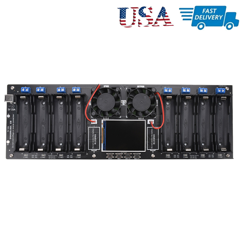 8CH 18650 Battery Capacity Resistance Tester Automatic Charge Discharge USA