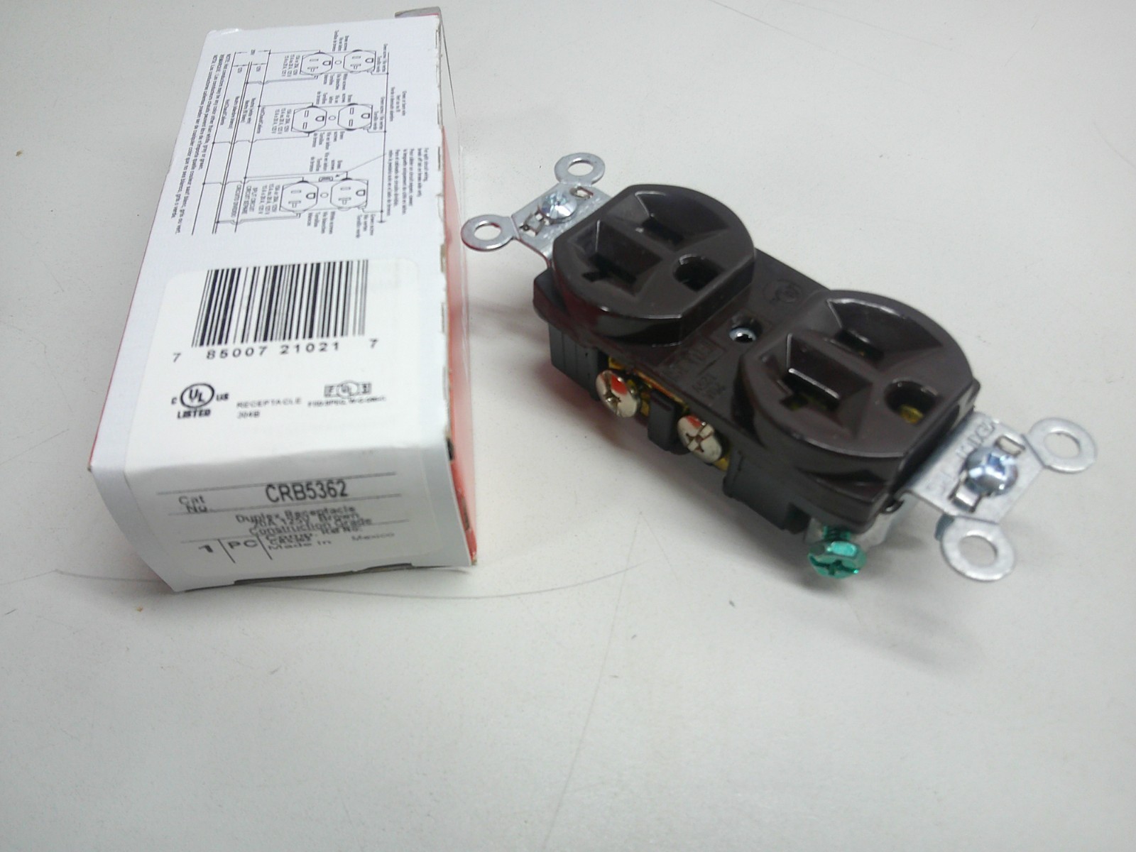 10 pc Lot Legrand CRB5362-W 20 Amp, 125 Volt, Straight Blade Receptacle, Brown