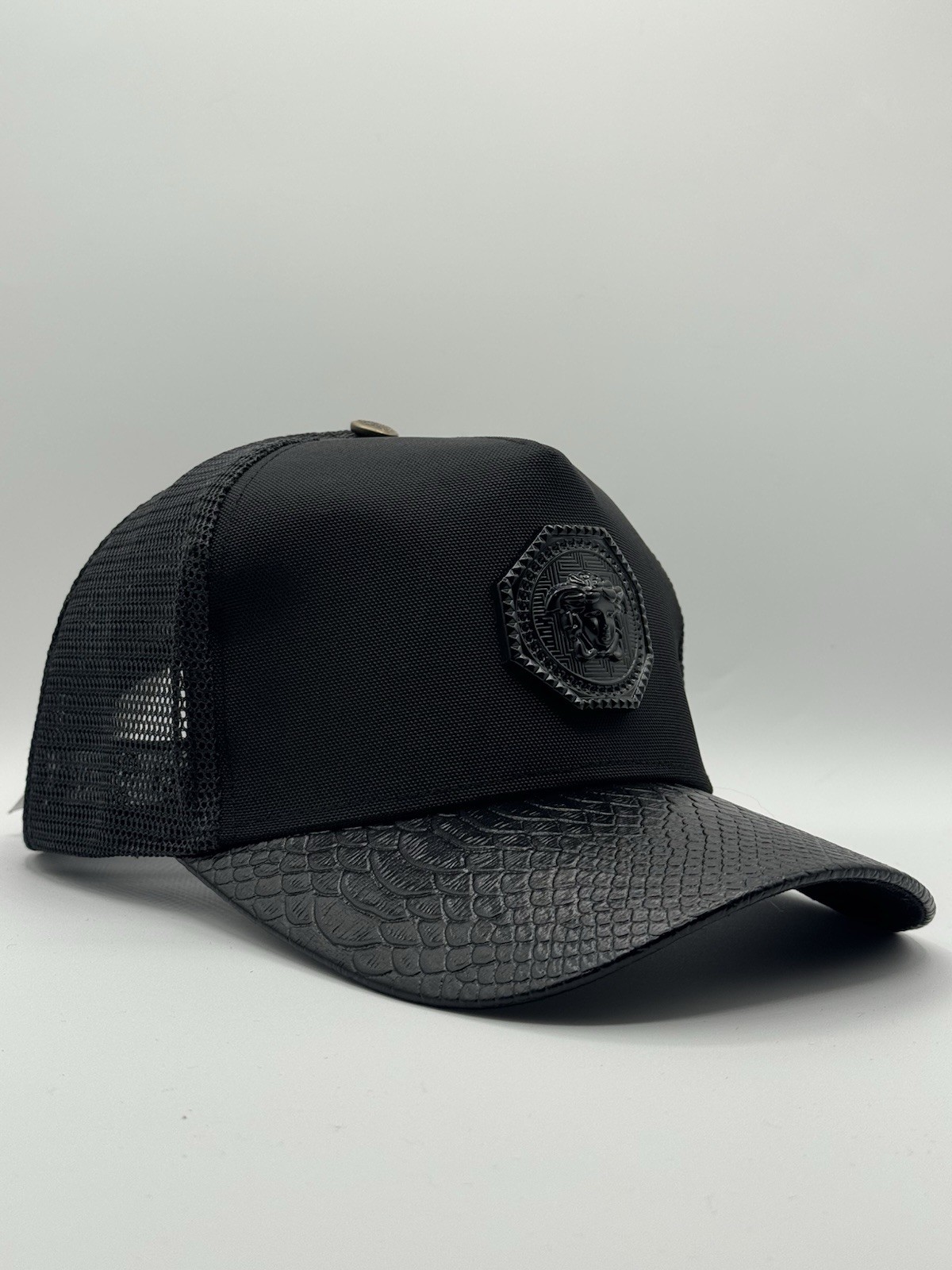 Black Medusa Snakeskin Trucker Hat
