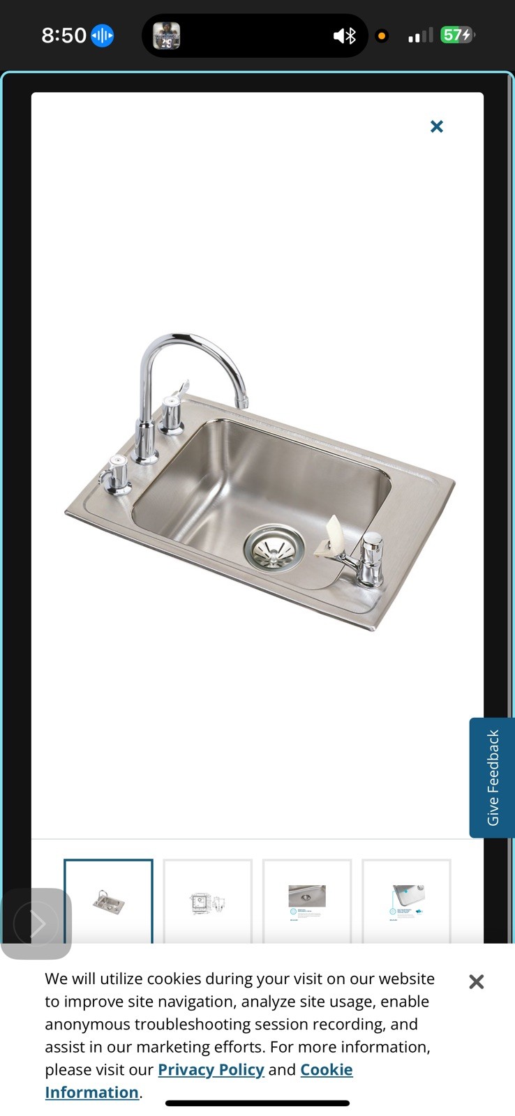 ELKAY Fountain Lustertone® Classic  22" x 19-1/2" x 4" sink ADA kit DRKAD222040C