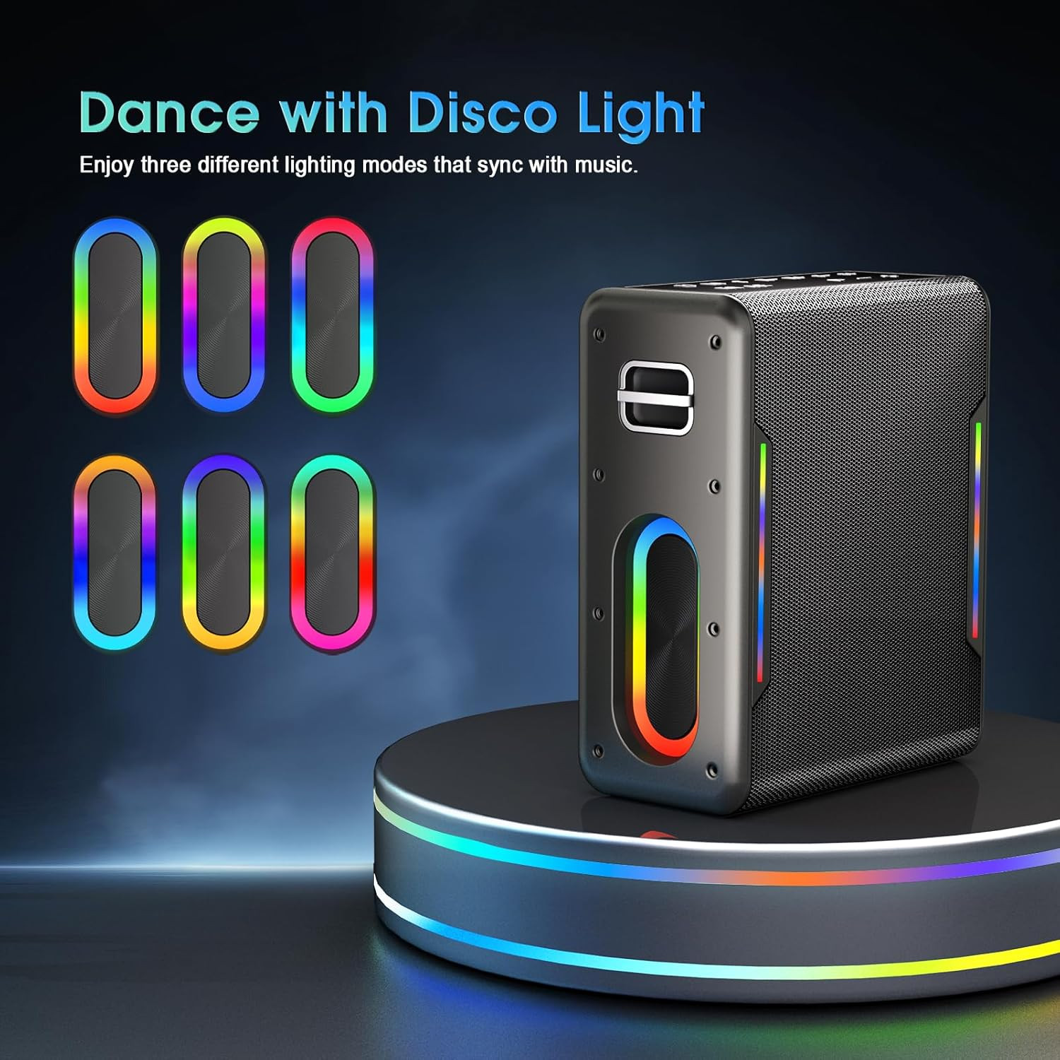Karaoke Machine with Two Wireless Microphones, Powerful Portable Bluetooth Speak