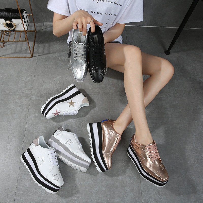 Stella McCartney Platform Shoes Leather Height Increasing Casual Shoes Korea