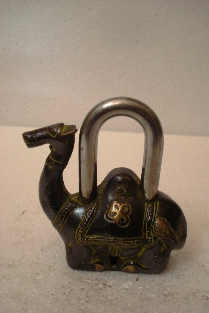 Vintage Finish Handmade Brass Camel Shape Padlock With keys Working Functional