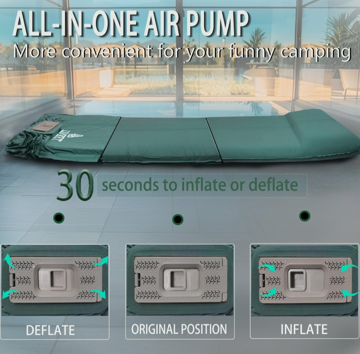 3.1” MEMORY FOAM SLEEPING PAD W/ELECTRIC PUMP