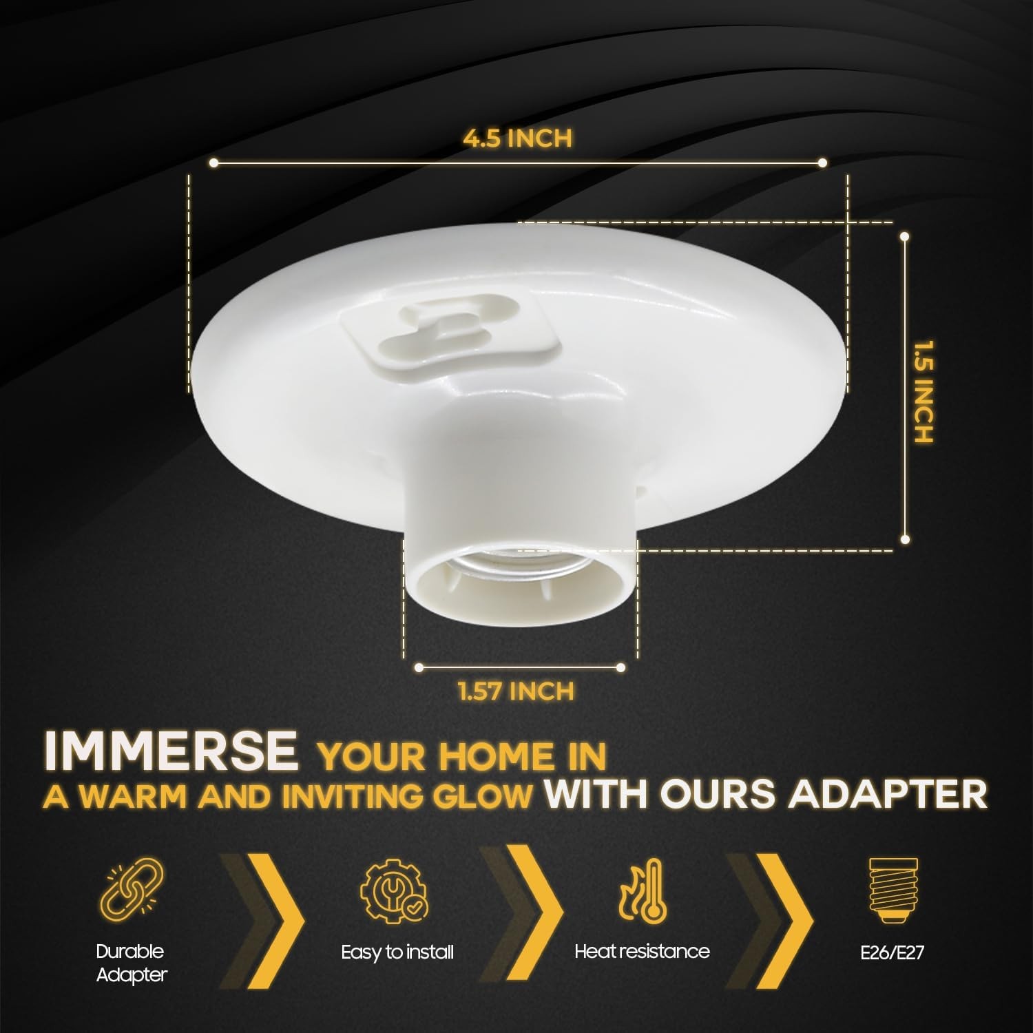 Seentech Keyless Plastic Lamp Holder – E26 Medium Base Ceiling Light Socket, ...