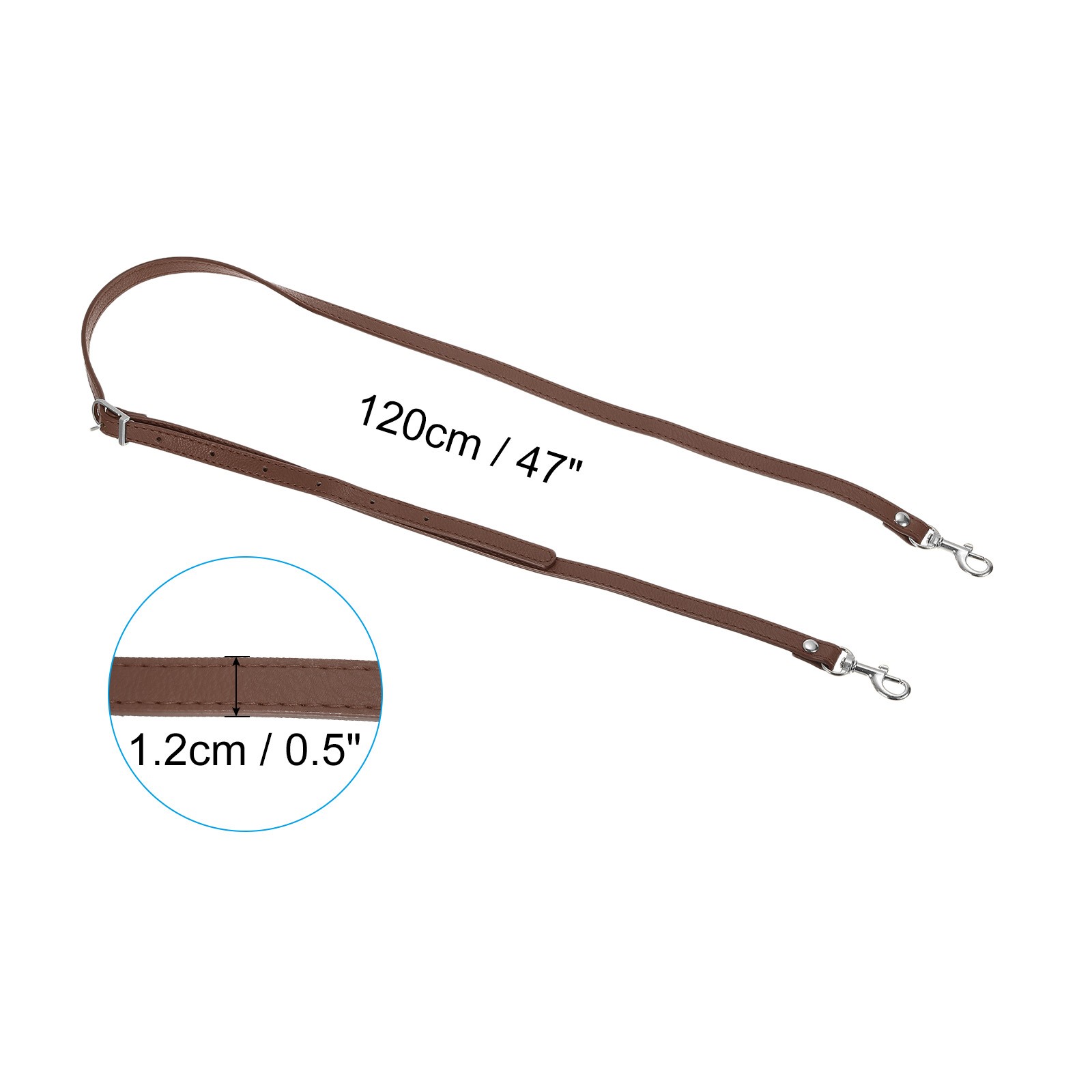 47 Inch Adjustable PU Leather Purse Strap with Silver Hardware, Light Brown