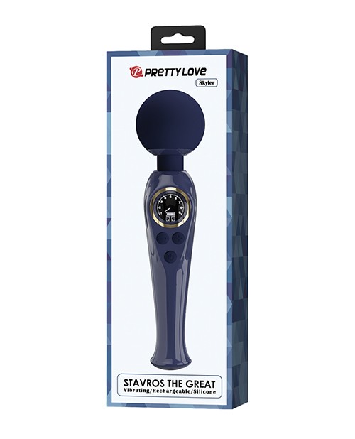 Powerful Vibrating Wand 10 Modes LCD Screen Navy Pretty Love Skylar LED Digital