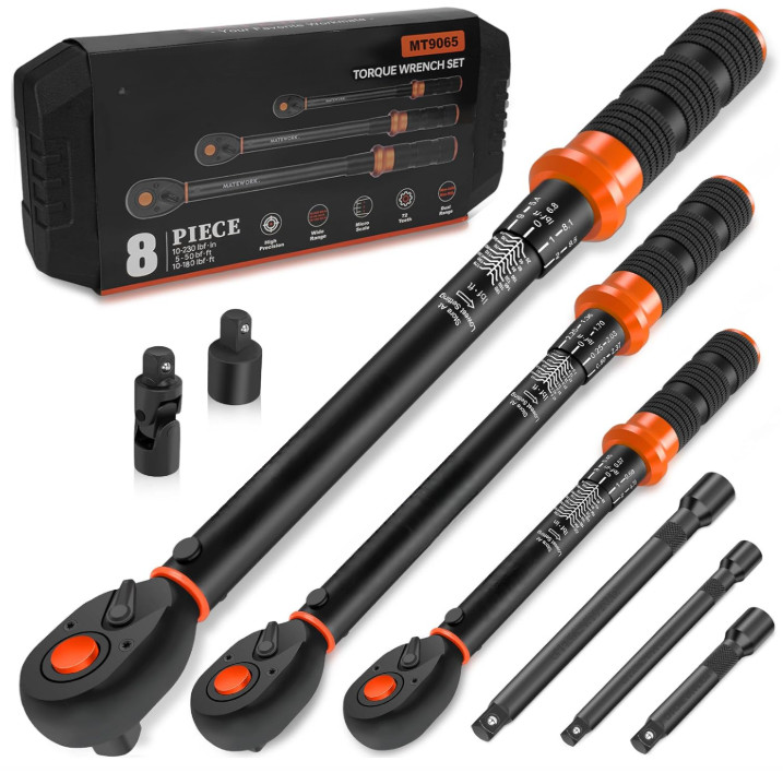 Juego Llaves Dinamométricas 8 Pzs 1/4 3/8 1/2 Precisión ±3% Multiuso, Nuevo