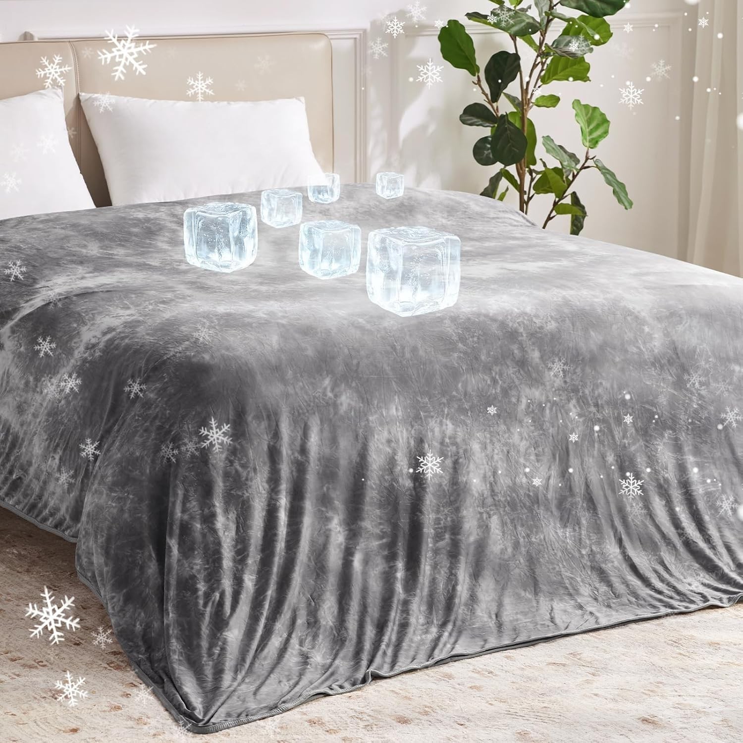 Cooling Throw Blanket Hot Sleepers Full Size 60''×90'' Lightweight Breathable
