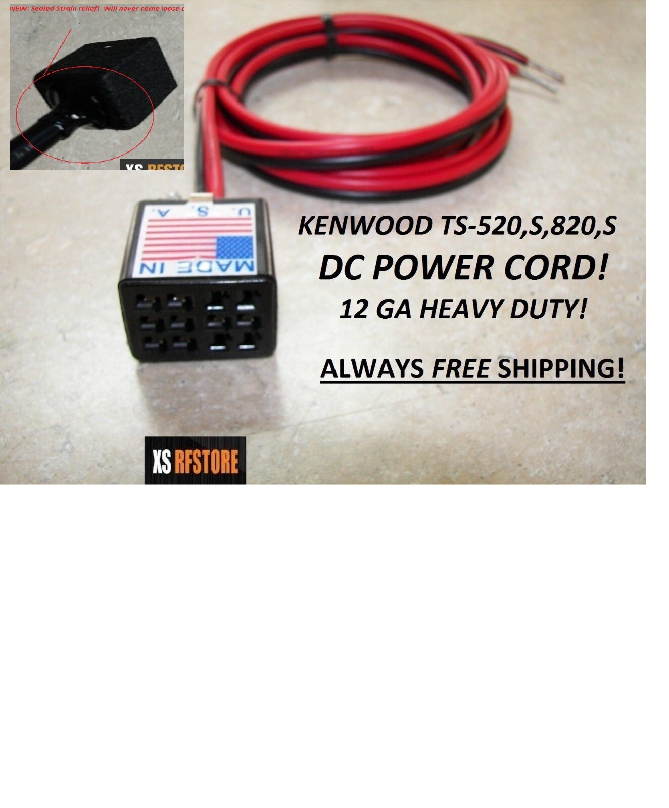 KENWOOD TS-520,520S,820,820S  DC POWER CORD *NEW* *FREE SHIPPING!*