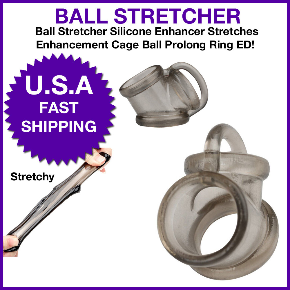 Male Ball Stretcher Cage Silicone Enhancer Stretcher Prolonger Ring ED Impotence