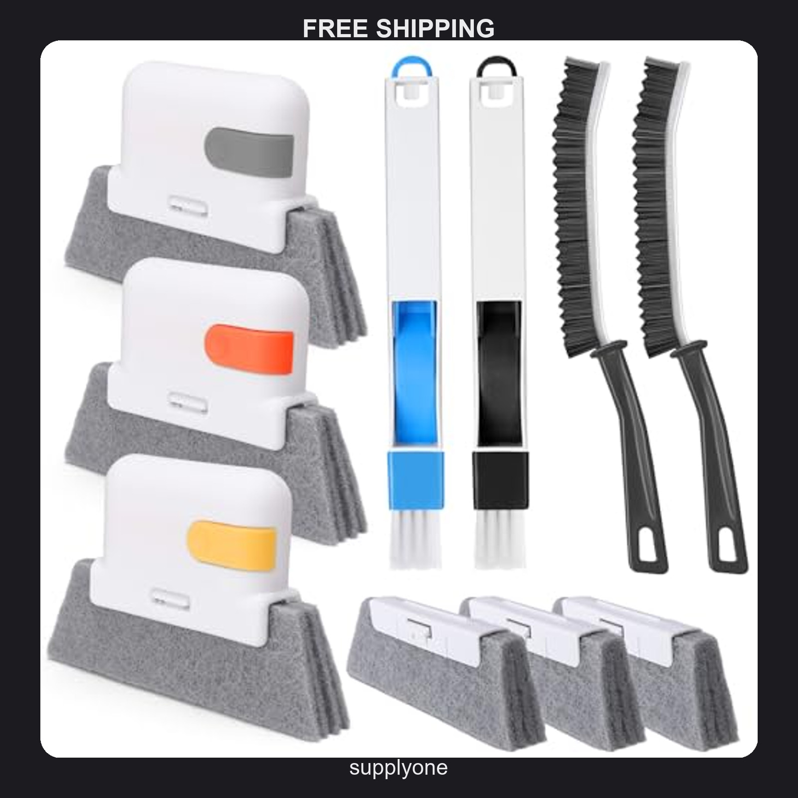 7 Piece Window Track Cleaning Brush Set - Durable Plastic Groove Tools