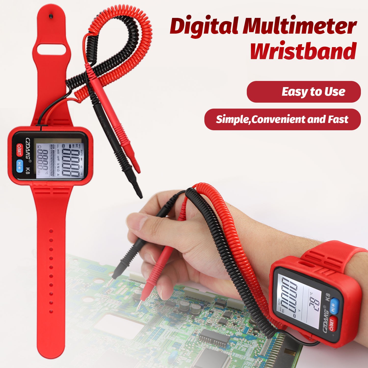 Wristband Digital Multimeter AC DC Voltmeter Ammeter Ohmmeter Volt Tester Meter