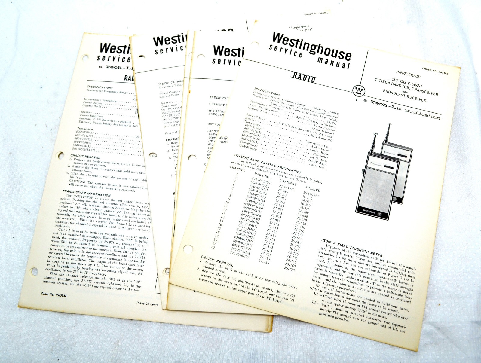 Westinghouse Service Manuals for CB Portable Transceivers (6) ORIGINALS 1AA