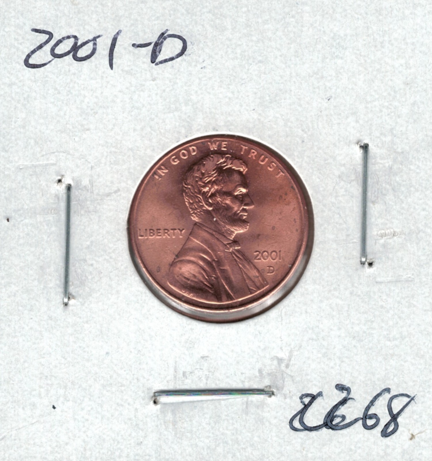 2001 D Lincoln Memorial Penny C268 !!!Free Shipping!!!