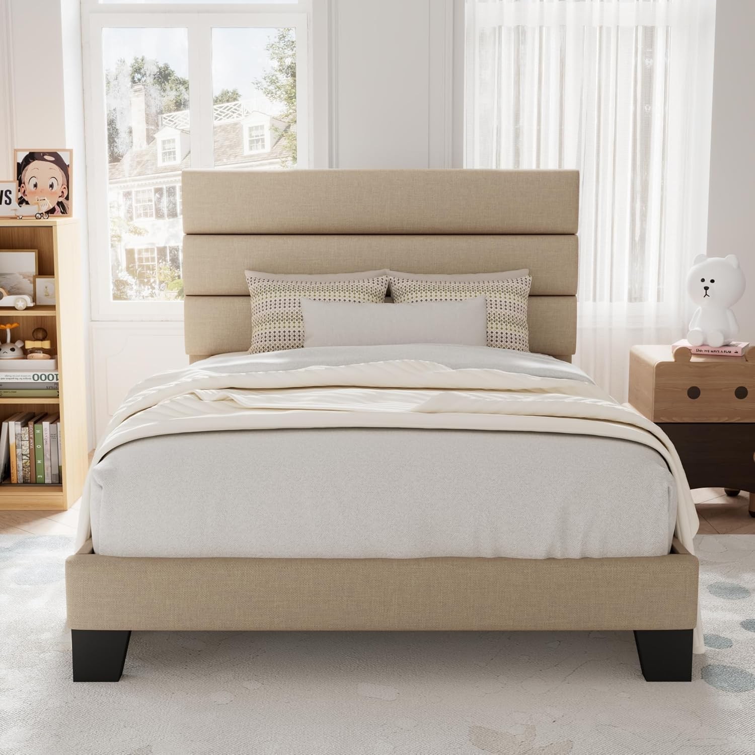 Sturdy Twin Size Bed Frame with Wooden Slats - Easy Assembly