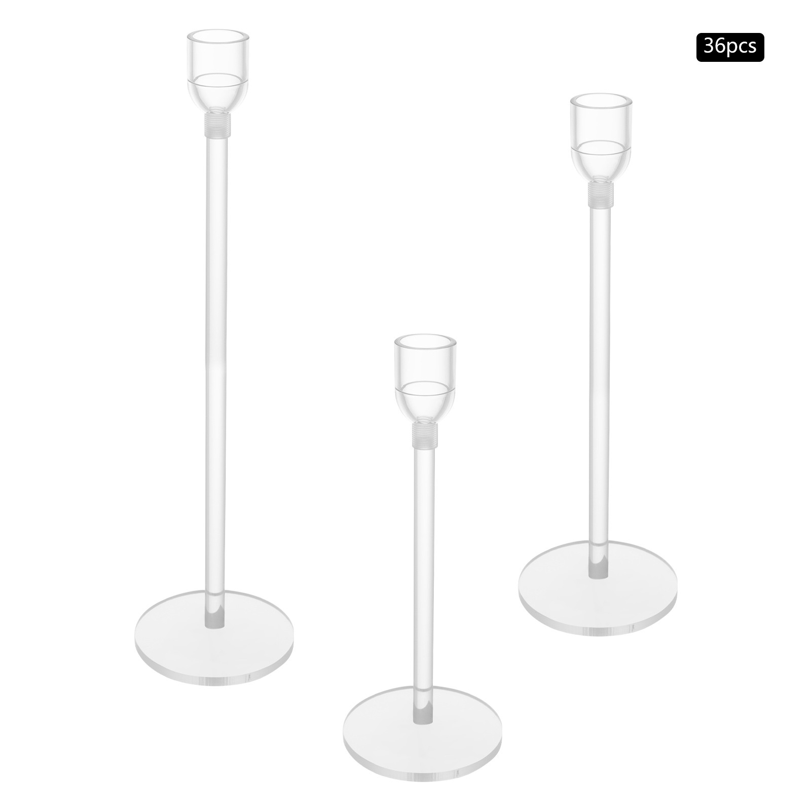 36PCS Acrylic Candlestick Holders, Free Standing Tall Candlestick Holders