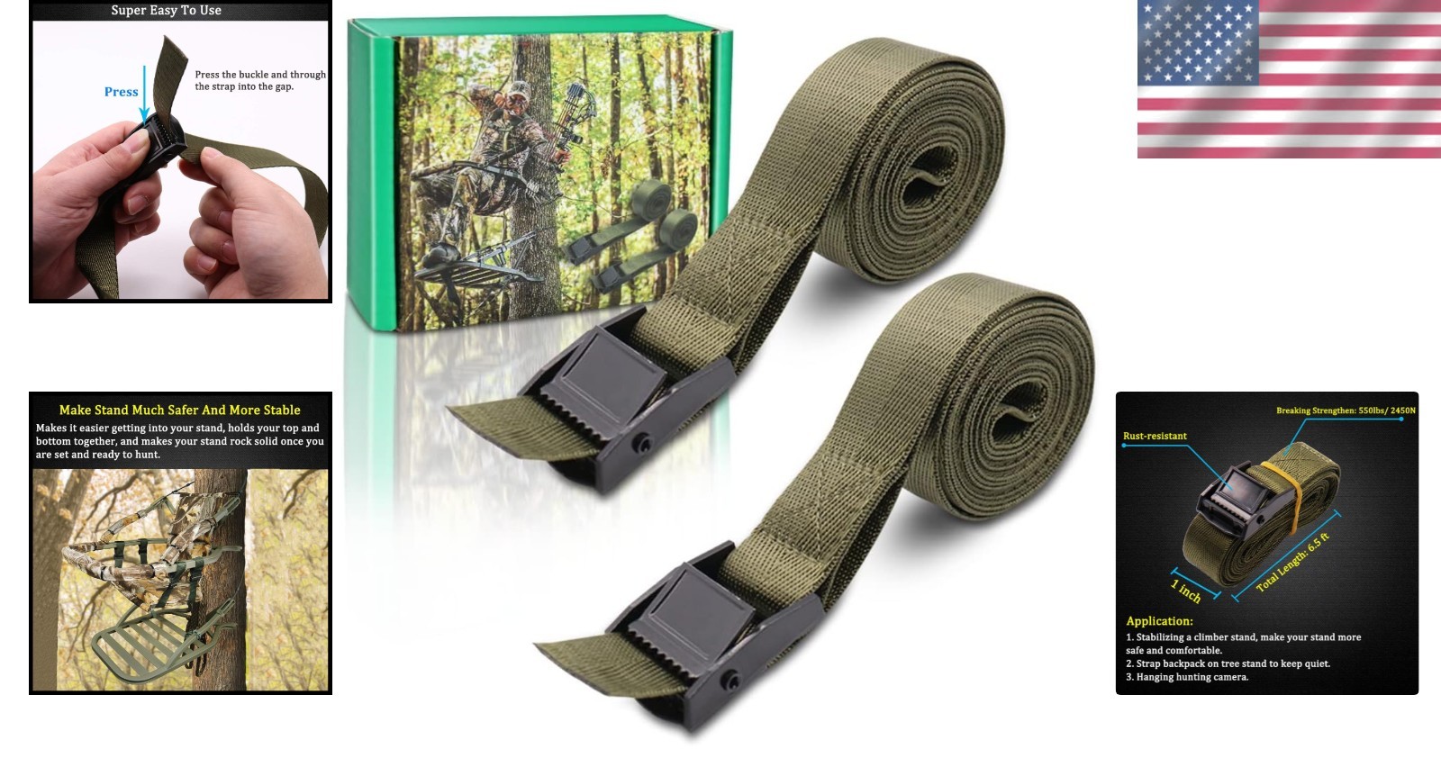 Tree Stand Stabilizer Straps - Durable Nylon for Secure Hunting Gear
