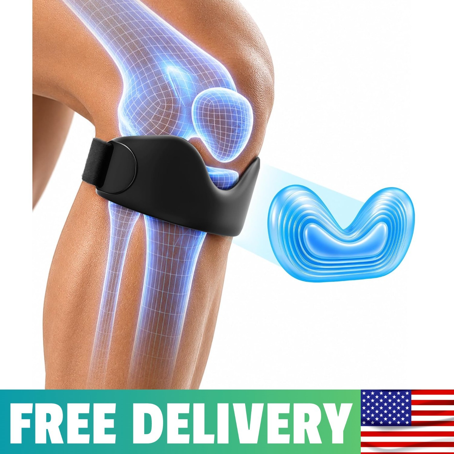 Stryde Precision Knee Strap- 2 Pack Silicone Patellar Tendon Support Strap For