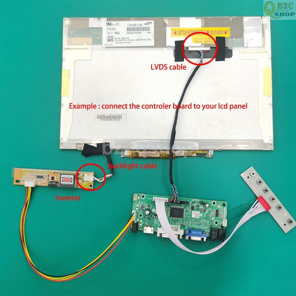 B141EW04 14.1" 1280X800 Screen HDMI VGA DVI LCD Driver Controller Board Kit