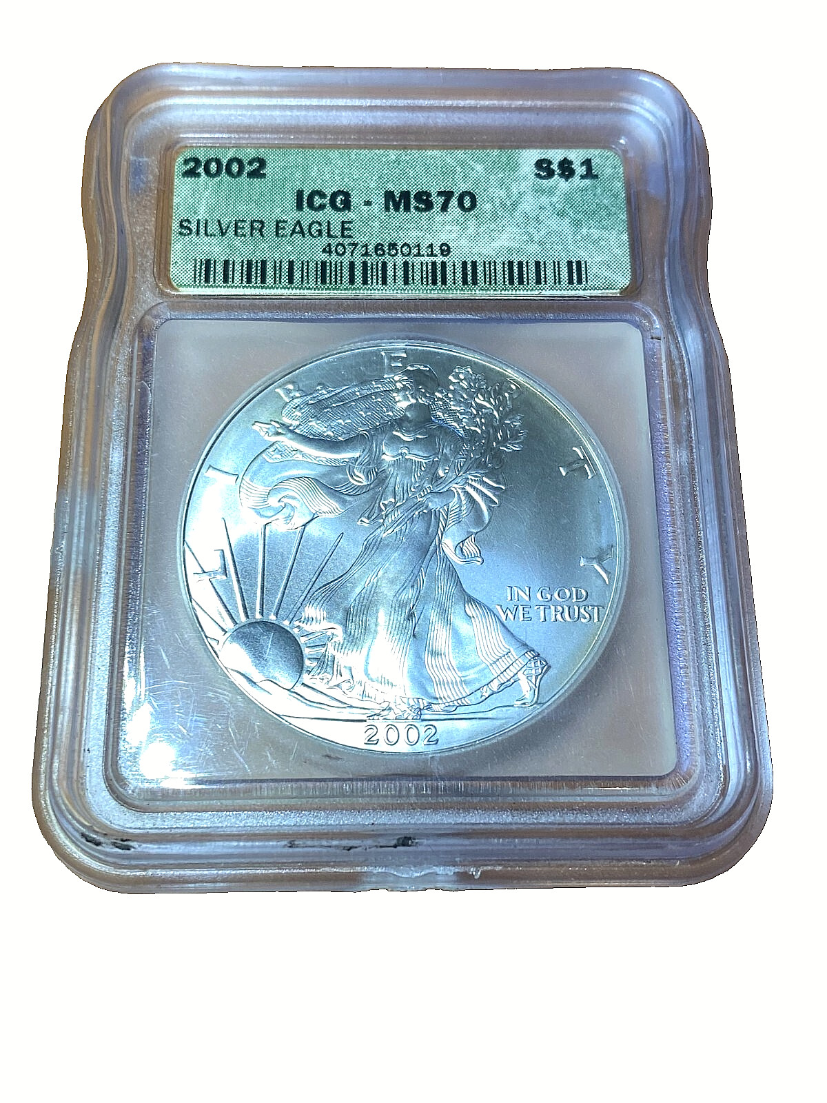 2002 American Silver Eagle Dollar – NGC/PCGS MS70 – 1 oz .999 Fine Coin
