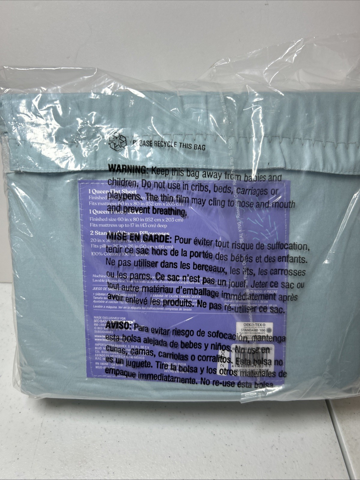 Wild Sage- Isla Solid - Queen Sheet Set -Strat Blue