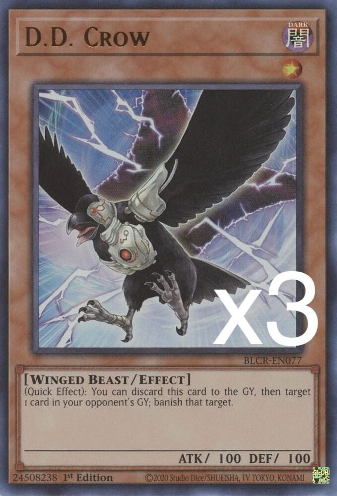3X Yugioh D.D. Crow BLCR-EN077 Ultra Rare 1st Edition NM