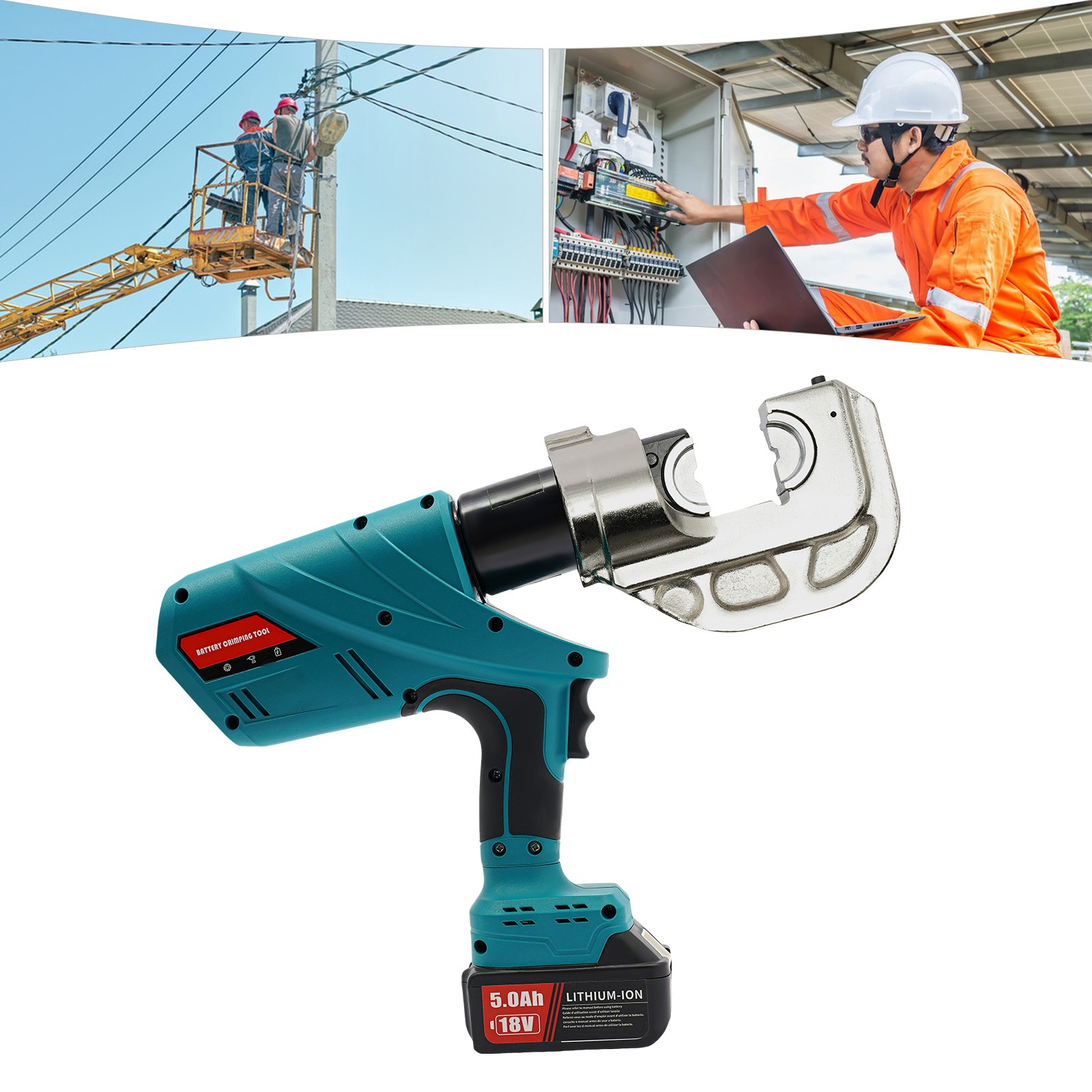 Electric Hydraulic Plier Rechargeable Battery Powered Crimping Tool 18V 10-400m㎡