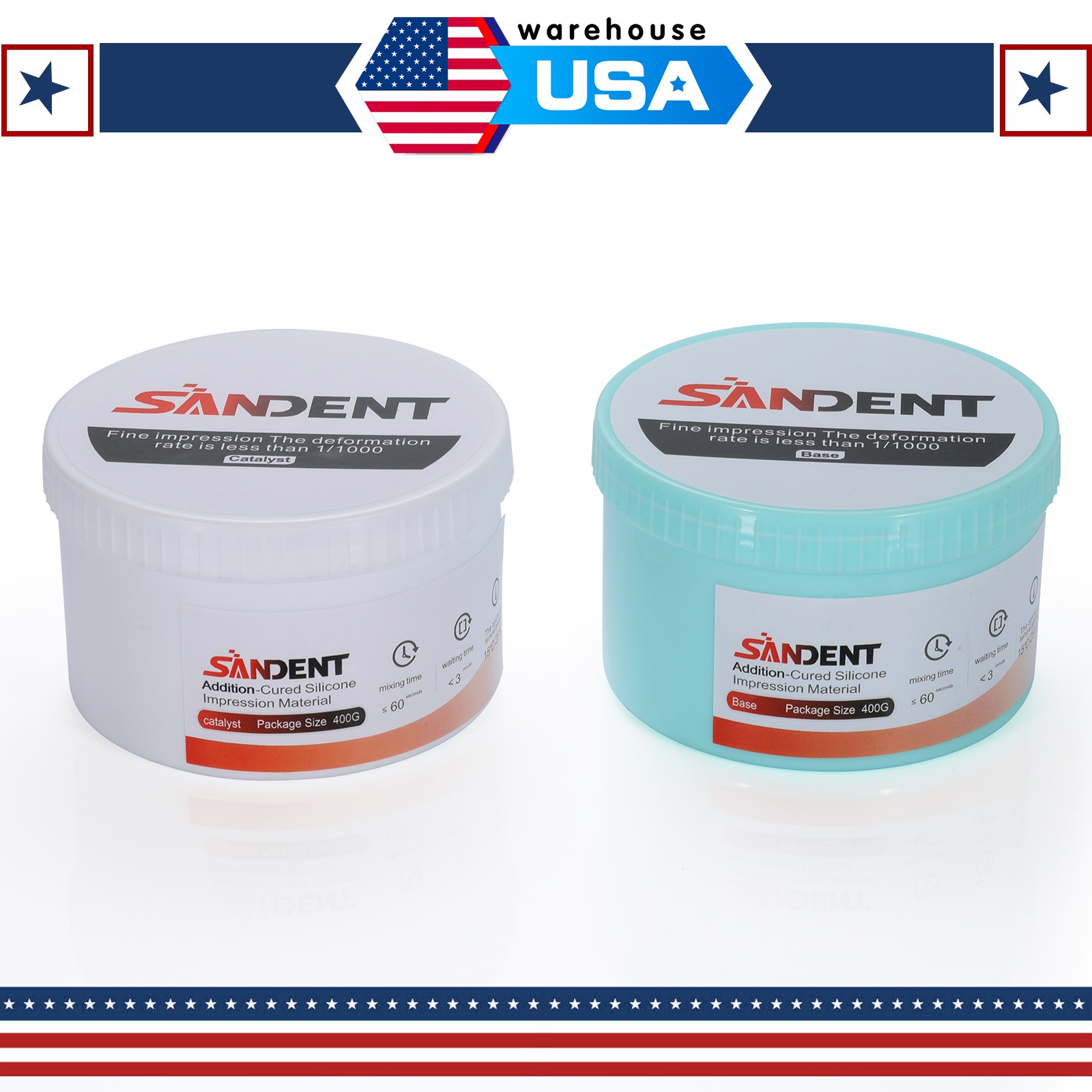 Dental Impression Material Putty Fast/Normal Set Base & Catalyst 400G*2