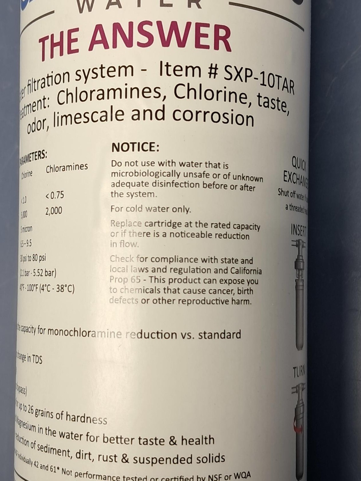 Scalex Pro SXP-10TAR The Answer NAC & Catalytic Carbon Filter Cartridge