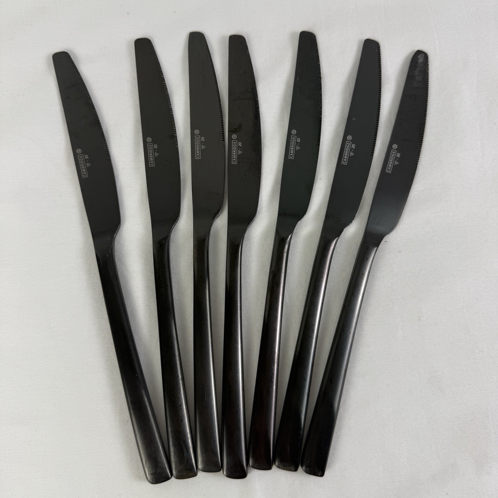 35 Piece Cambridge Cecil Black Satin Flatware Silverware Service For 7 Titanium