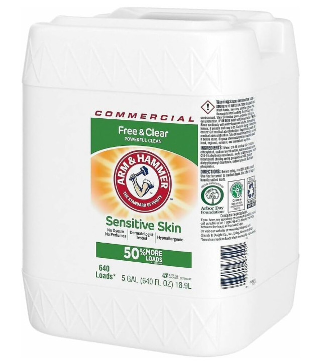 Arm & Hammer HE Compatible Liquid Detergent, Unscented, 5 gal Jug