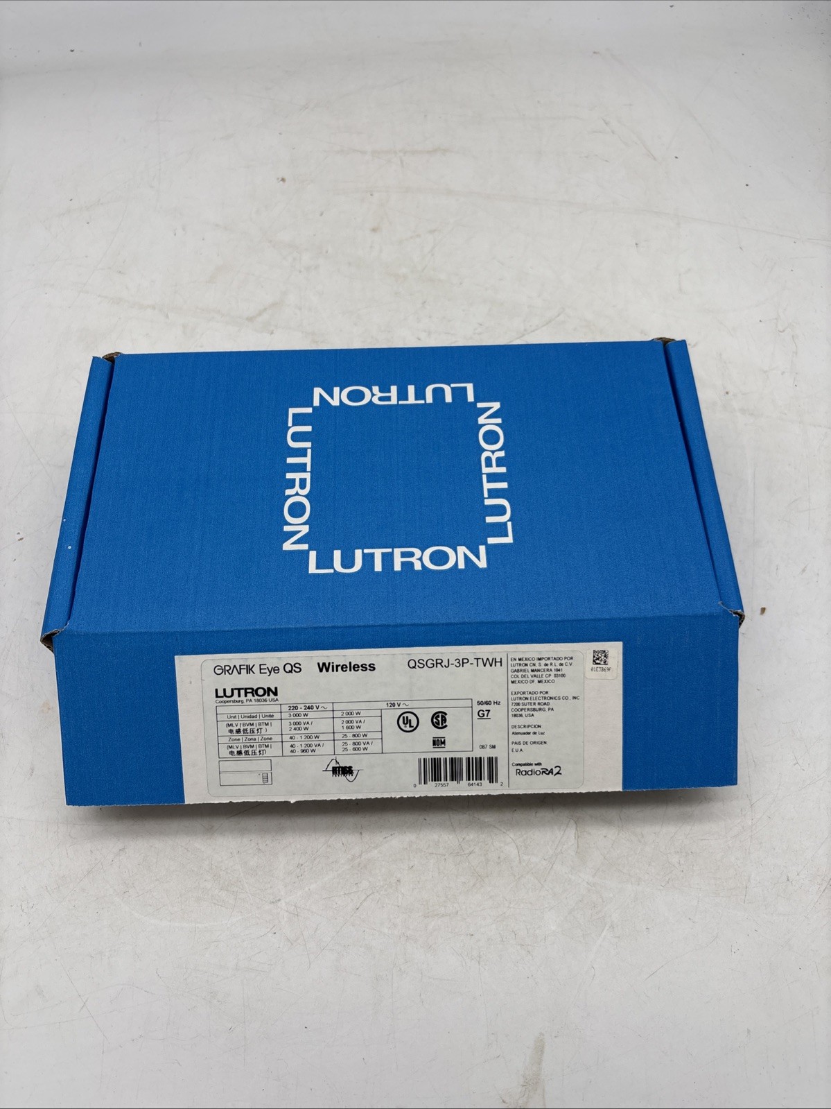 LUTRON QSGRJ-3P-TWH LIGHTING CONTROL INTERFACE Grafik Eye QS, 3-Zone Wireless