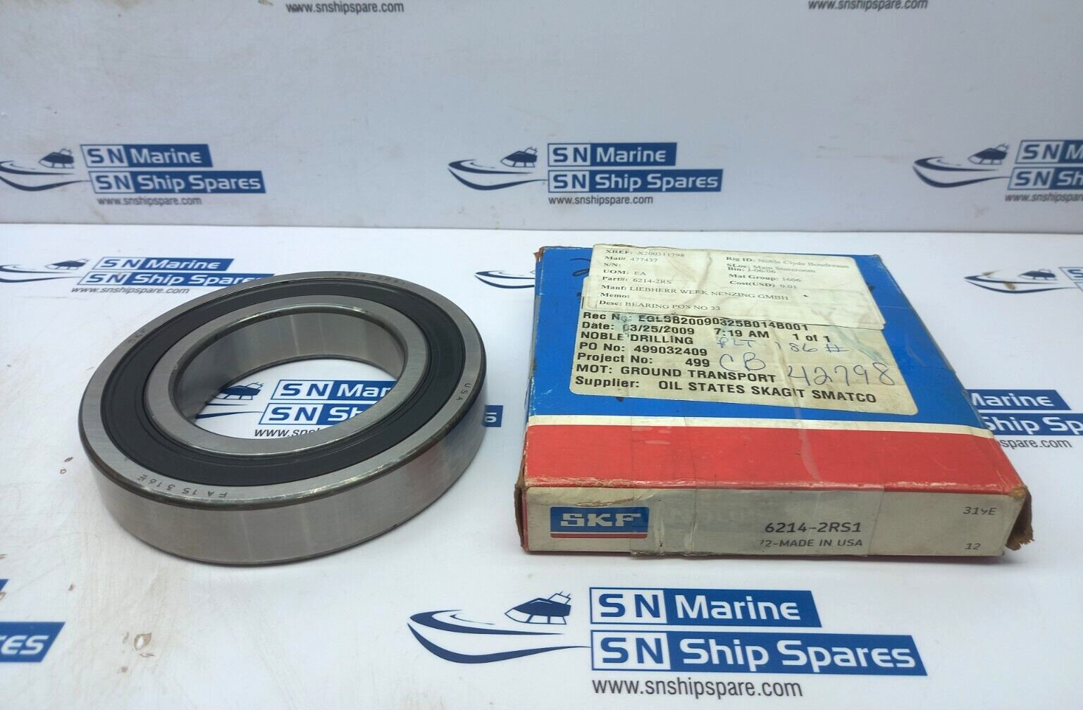 SKF 6214-2RS1 Single Row Deep Groove Bearing FA15316E