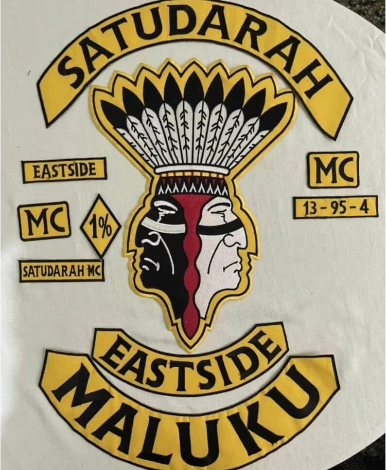 Satudarah MC Eastside Maluku Embroidered Patch Set – Biker Vest Rockers Set