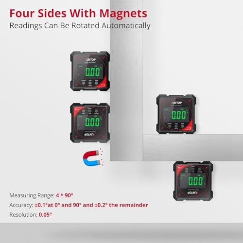 4 * 90°Digital Angle Finder 4-side Strong Magnetic Digital Level Box with VA