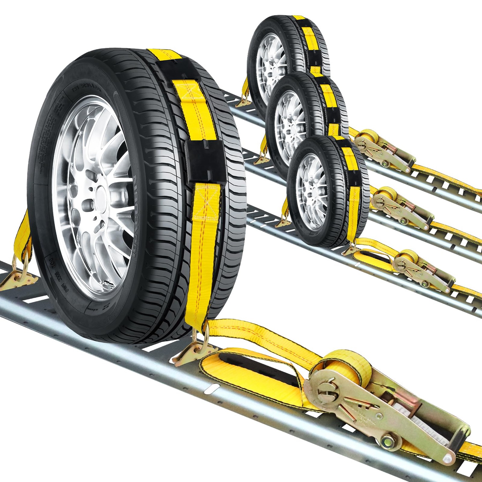 Autofonder E Track Tire Straps for Trailer Heavy 2 inches x 10 feet, Yellow