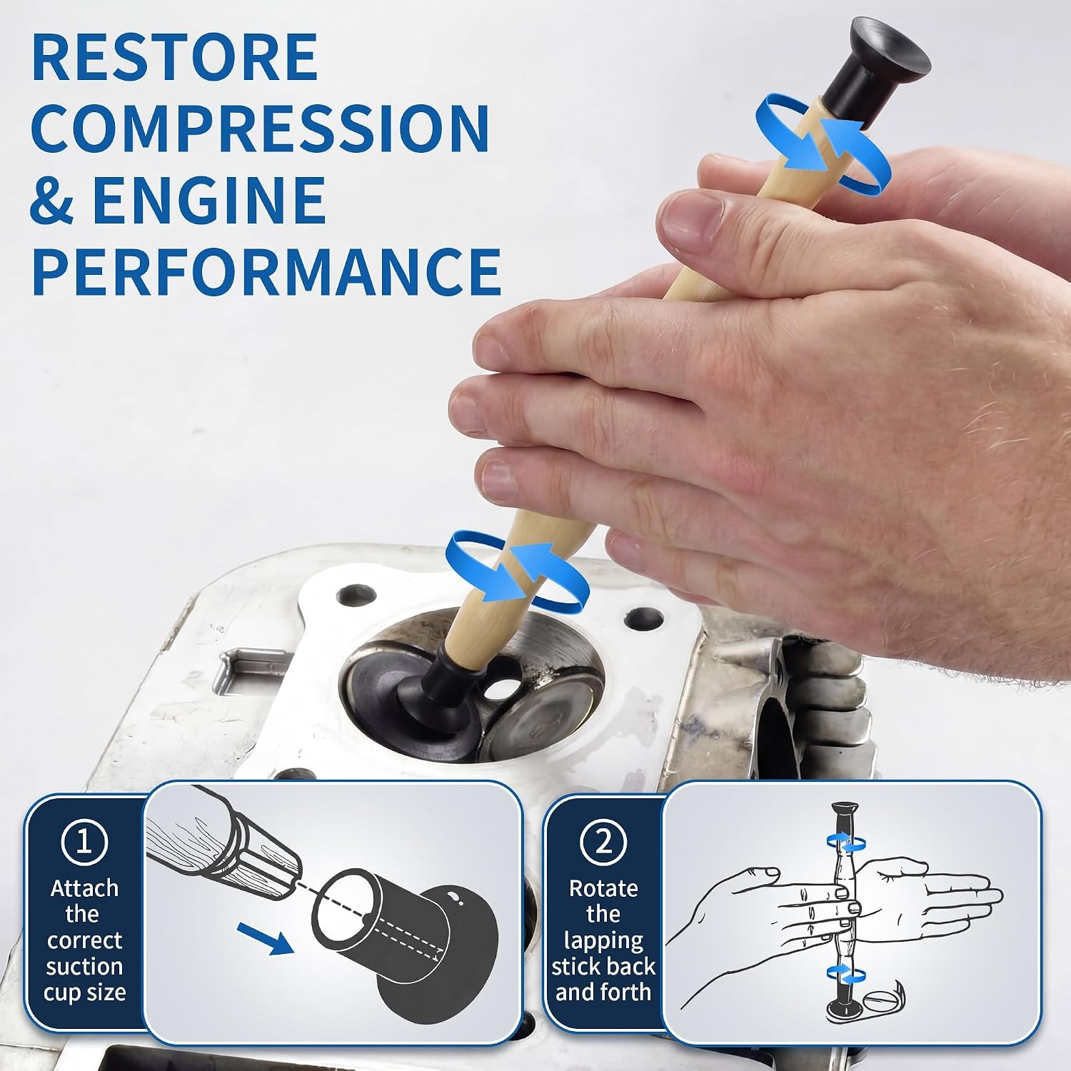 Complete Valve Grinding Kit with Lapping Sticks 120 220 Grit Compound Tool Set