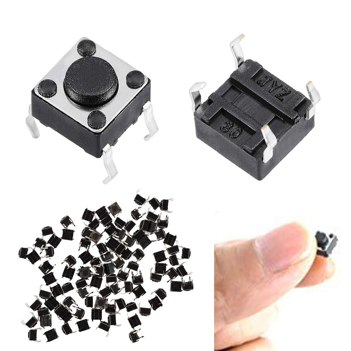 100Pcs Tact Button Switch 6x6x4.5mm 4Pin DIP Micro Panel PCB Momentary Tactile T