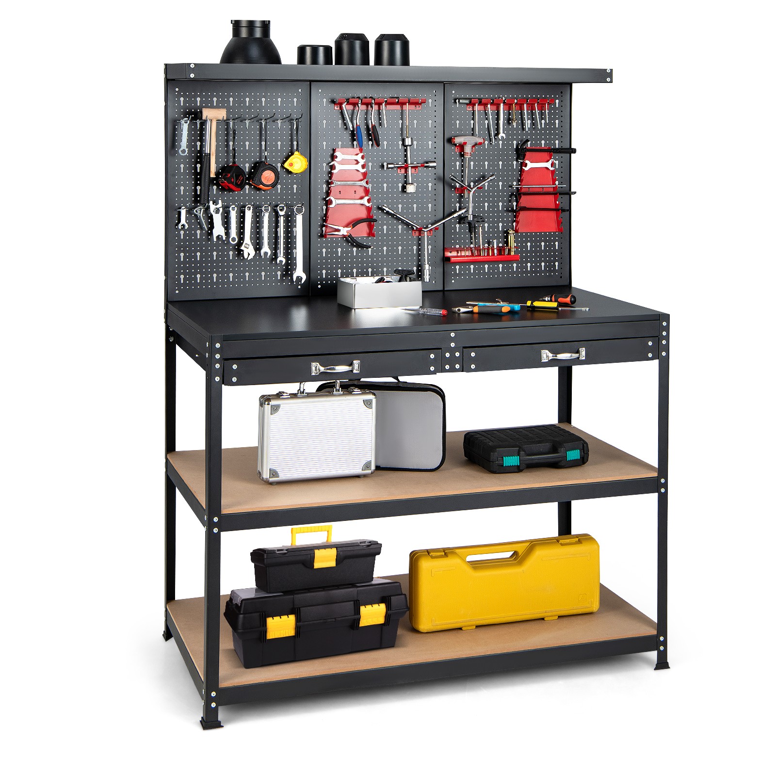 48 in Workbench Garage Worktable Tool Organizer with Pegboard Drawers & Shelves