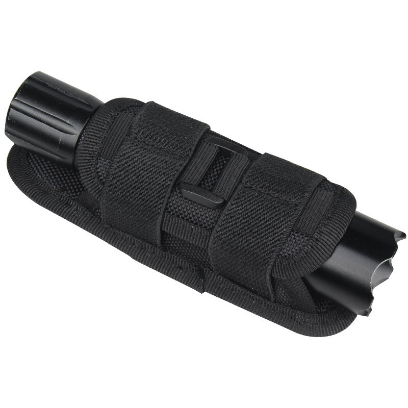 LED Flashlight Lining 360° Rotating Torch Holster Black Nylon Clip