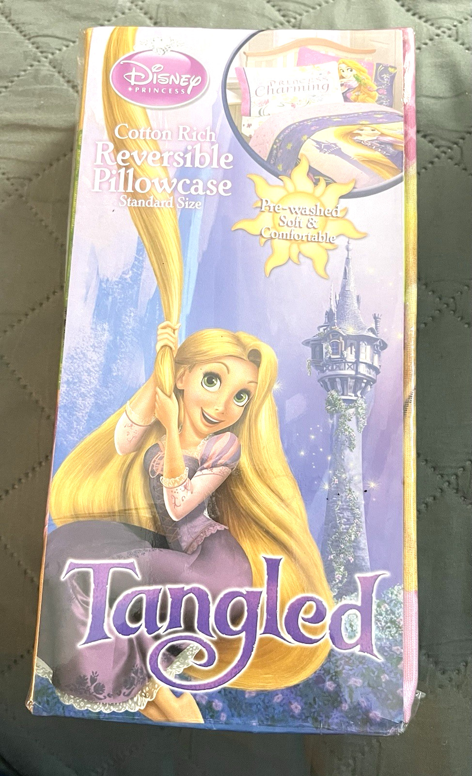 NWT Disney Princess Tangled Reversible Standard Pillowcase