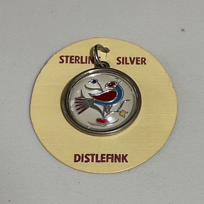 Trullson sterling Distelfink bird charm PA Dutch folk art good luck & happiness